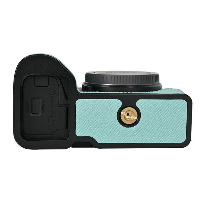 Camera Half Case for Sony A6700 Palm Texture Leather Ergonomic Grip Design Camera Base Protective Cover - Blue - 5