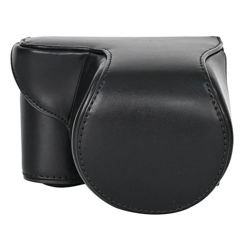 For Sony ZV-E10 Camera Case Vintage PU Leather Full Body Protective Cover with Lens Cap - Black - 1