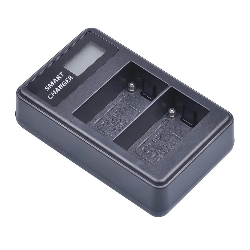 F550 For Sony NP-FM500H / NP-FM50 / NP-F550 Intelligent LCD Display Camera Battery Charger USB Cable Dual-Slot Charger - 4