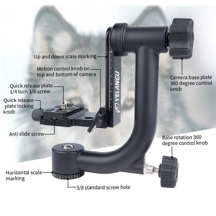 YELANGU A17 360 Degrees Horizontal Scale Aluminum Alloy Camera Gimbal Stabilizer Tripod Connection Stand - 4