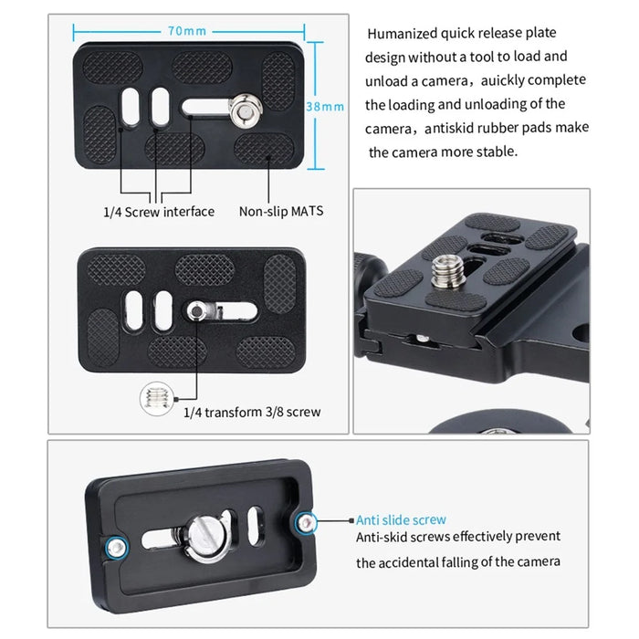 YELANGU A17 360 Degrees Horizontal Scale Aluminum Alloy Camera Gimbal Stabilizer Tripod Connection Stand - 5