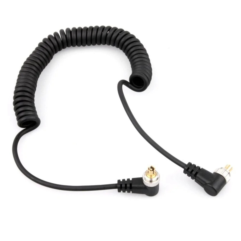 BY-110 30-100cm Spring Cable Male to Male PC to PC Sync Cable Cord for Flash Speedlite - 1