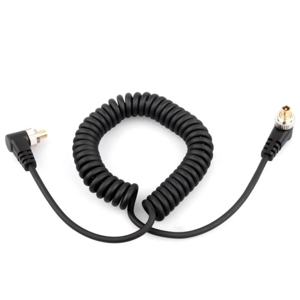 BY-110 30-100cm Spring Cable Male to Male PC to PC Sync Cable Cord for Flash Speedlite - 2