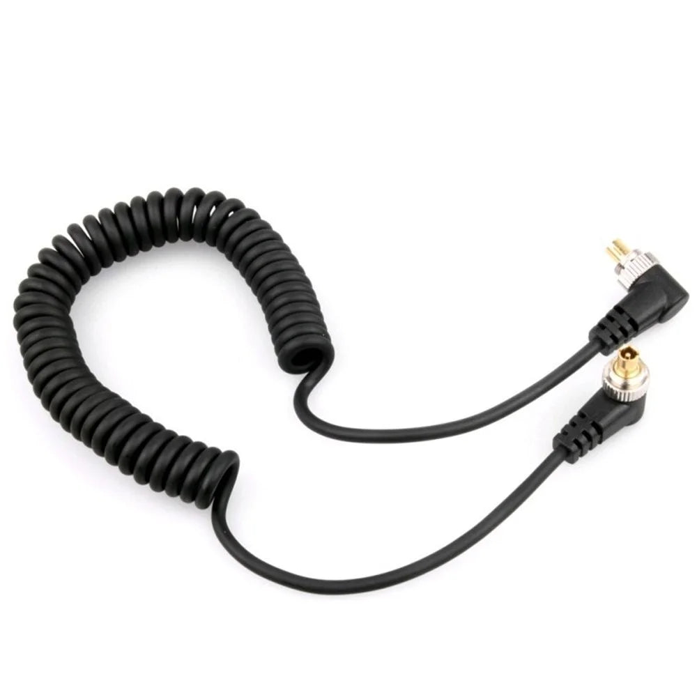 BY-110 30-100cm Spring Cable Male to Male PC to PC Sync Cable Cord for Flash Speedlite - 3