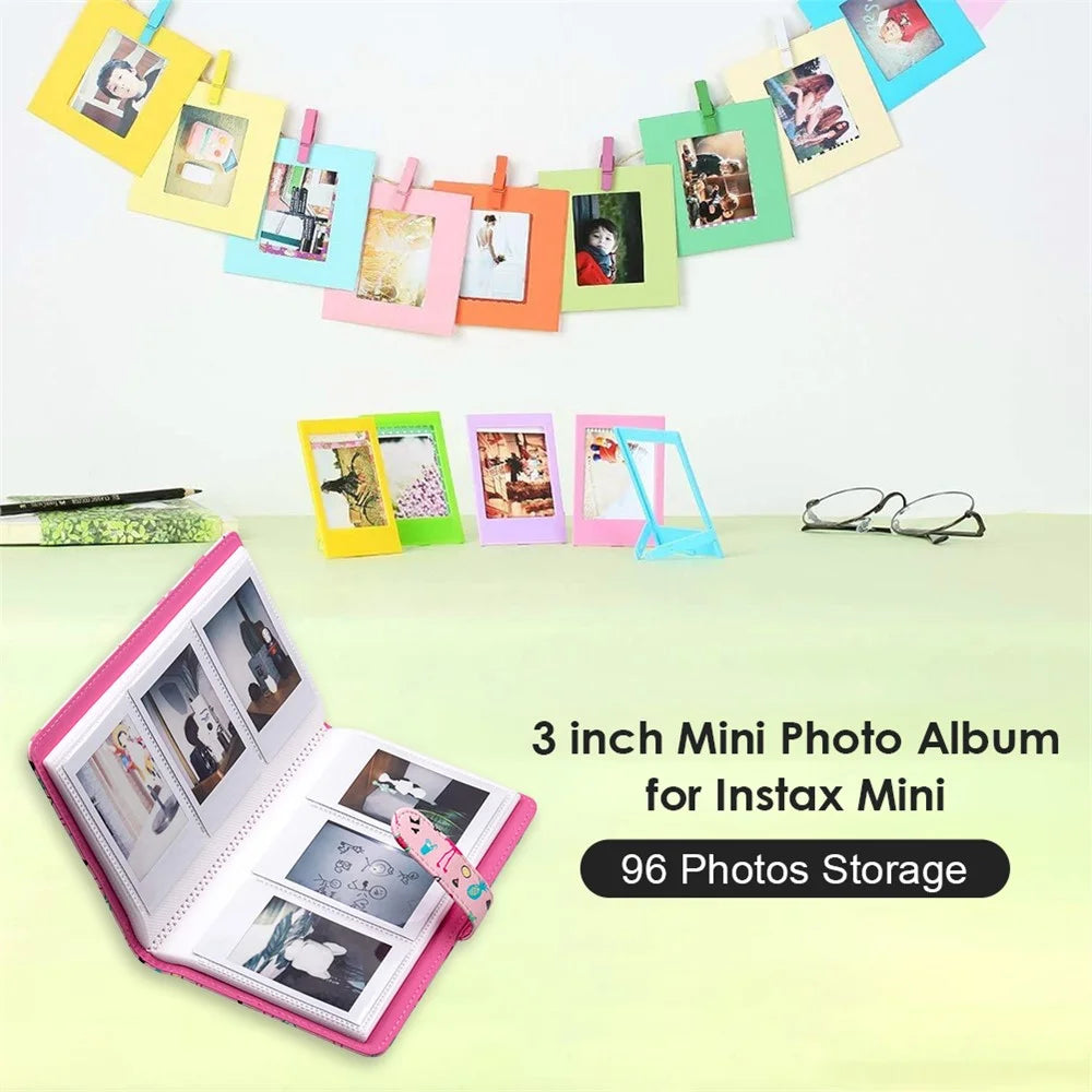 3-inch Mini Photo Album for Gopro Hero 12 / Fujifilm Instax Mini 11 9 8+ 8 90 70 26 25 7s 50s PU Leather 108 Pockets Album - Paint Rainbow - 7