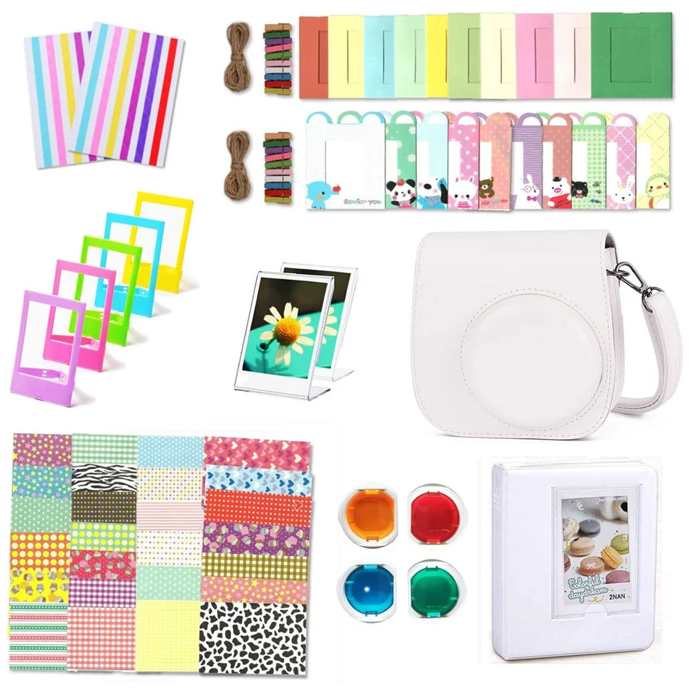 12-in-1 Instant Camera Accessories Kit for Fujifilm Instax Mini 11, Includes Bag, Album and Other Items for Collecting / Displaying Photos - White - 1