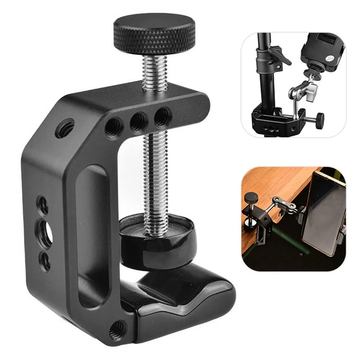 G-25 Universal G-Clamp 1 / 4'' and 3 / 8'' Thread Hole Quick Release Desktop Mount Holder Clip for Photo Photography - 1