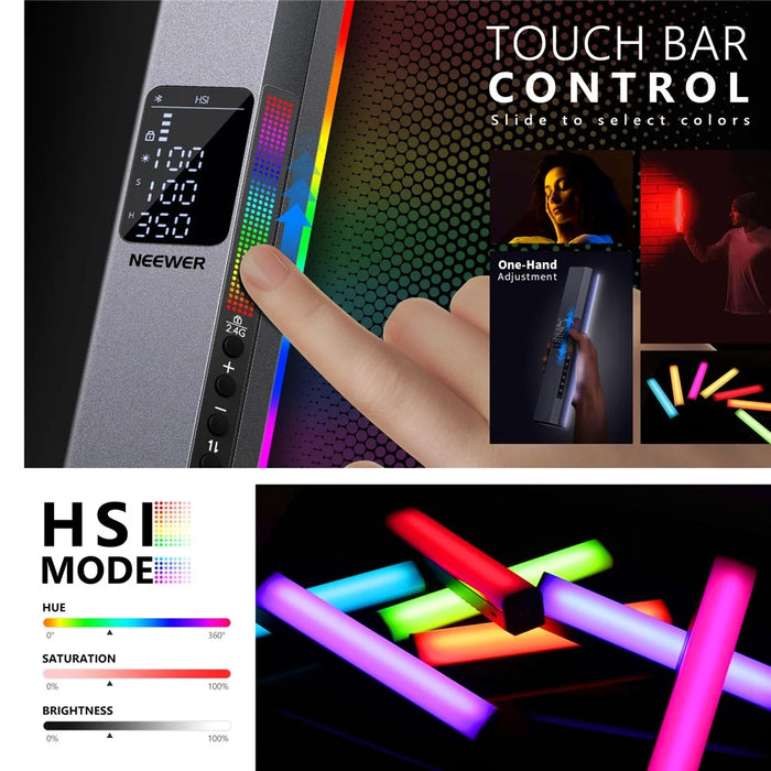 NEEWER N-46 RGB LED Video Light Stick Touch Bar Lamp APP Control Magnetic Handheld Photography Light - 4