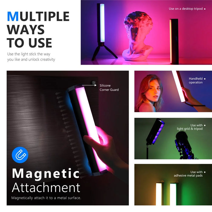 NEEWER N-46 RGB LED Video Light Stick Touch Bar Lamp APP Control Magnetic Handheld Photography Light - 5