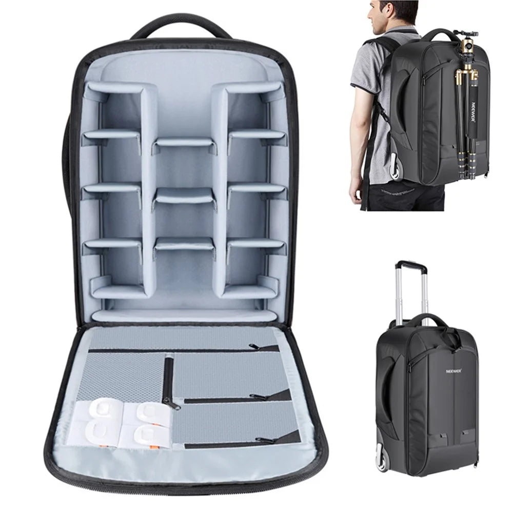 NEEWER NW3300 55x35x26CM Convertible Wheeled Camera Bag Backpack Luggage Trolley Case with Detachable Partition Pads - 1