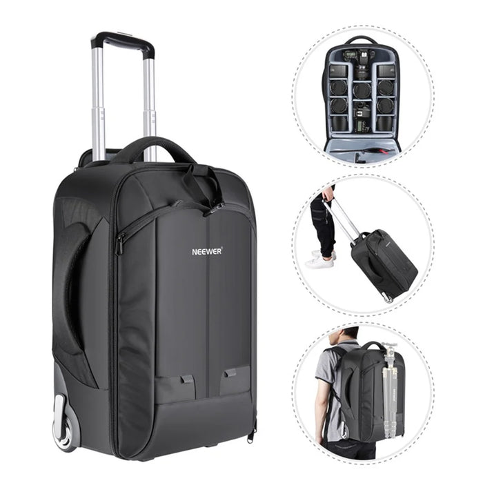 NEEWER NW3300 55x35x26CM Convertible Wheeled Camera Bag Backpack Luggage Trolley Case with Detachable Partition Pads - 5