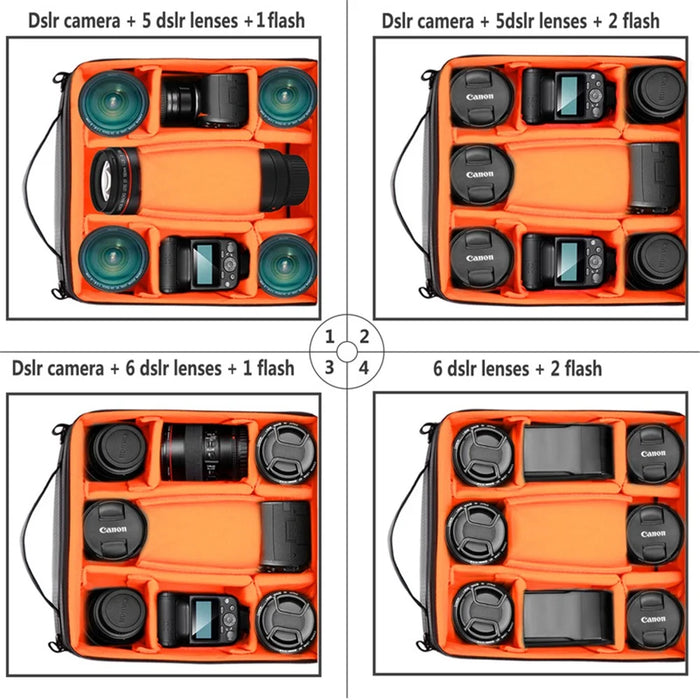 NEEWER NW-980 30x30x17CM Flexible Partition SLR Camera Storage Bag DSLR Shockproof Inside Padded Handbag - 5