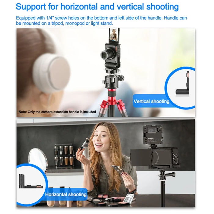 NEEWER For Sony ZV1 Handheld Camera Grip Metal Handle Grip Holder with Quick Release Plate Base - 3