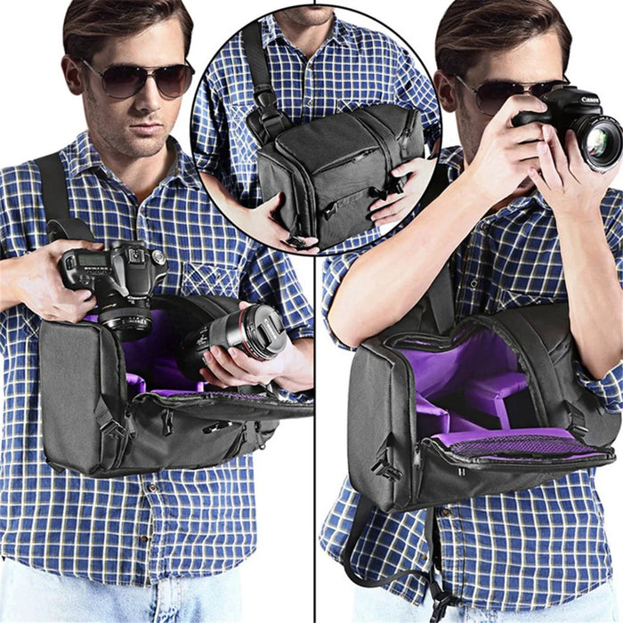 NEEWER NW-XJB02S Large Capacity Camera Carrying Bag Sling Bag Daypack for DSLR Cameras and Lens - Purple - 2