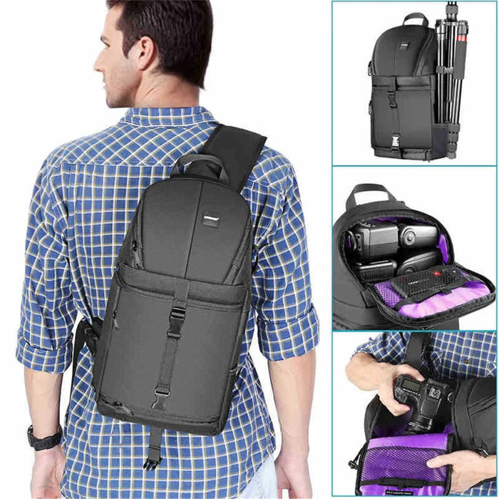 NEEWER NW-XJB02S Large Capacity Camera Carrying Bag Sling Bag Daypack for DSLR Cameras and Lens - Purple - 3