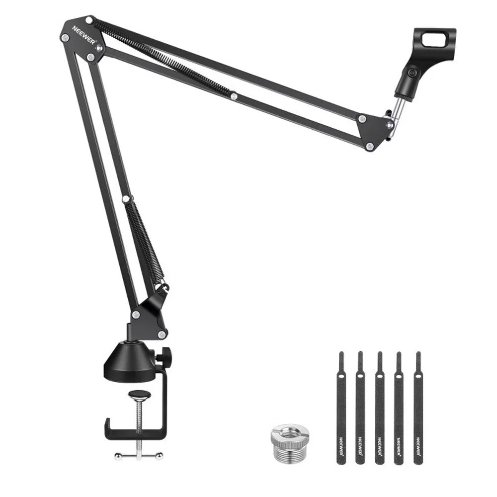 NEEWER NW-35 Desktop Clip-on Microphone Stand Adjustable Condenser Mic Holder Steel Folding Bracket - 1