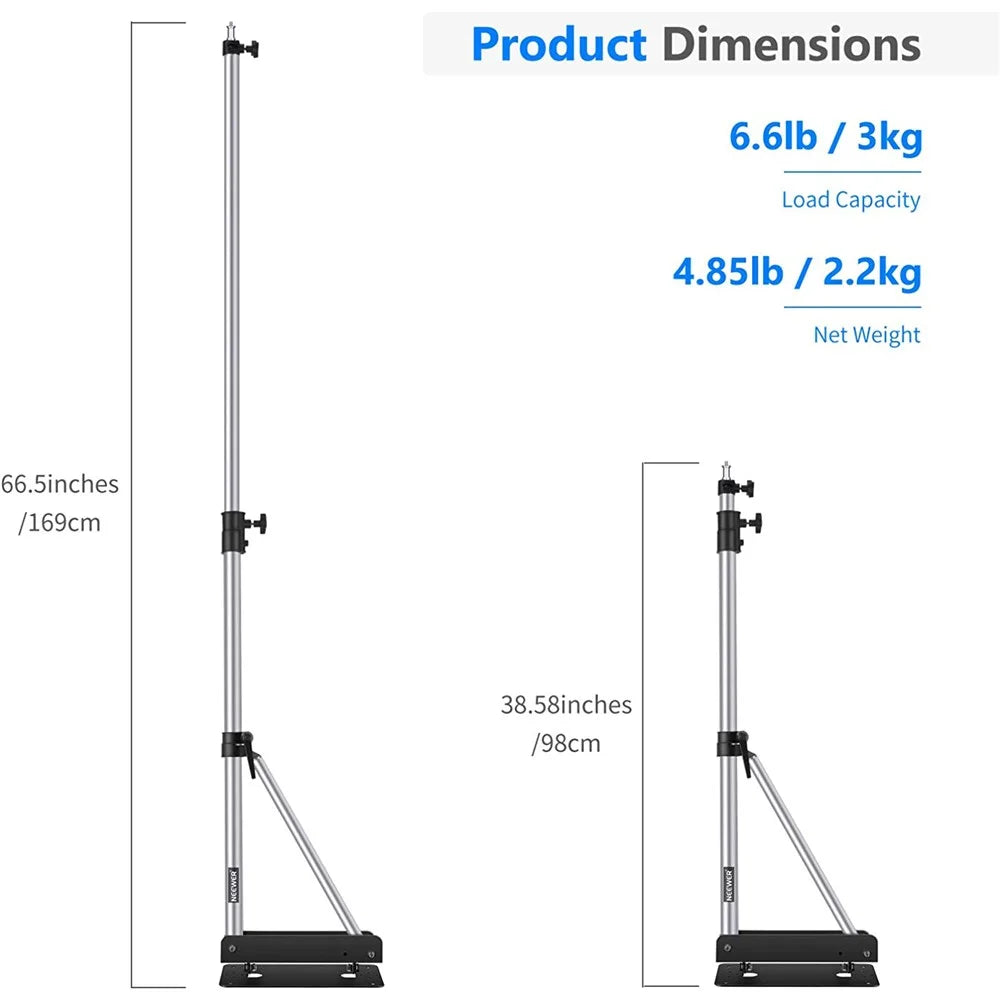 NEEWER NW-89789 Triangle Wall Mount Boom Arm for Photography Studio Video Light Softbox Umbrella Reflector - Silver - 7
