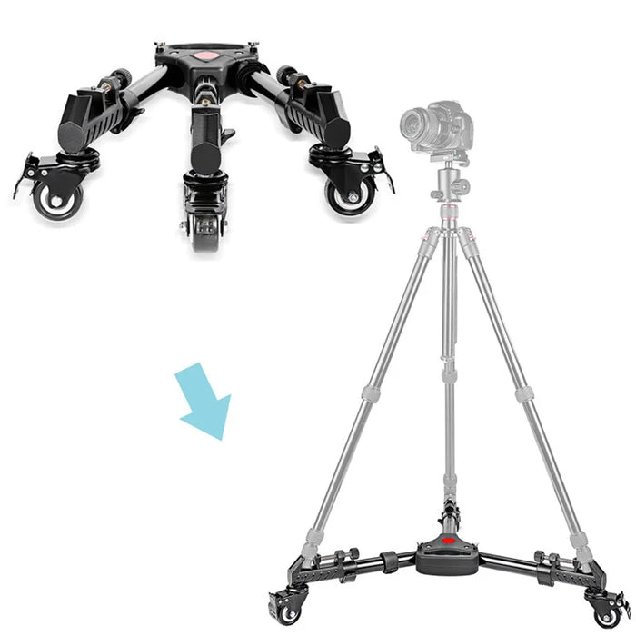 NEEWER NW-600 Middle Size Aluminum Alloy Stretchable Pulley Photography Tripod Mute 3 Wheels Pulley Base - 2