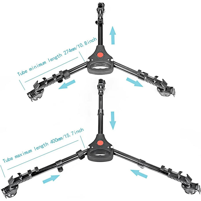 NEEWER NW-600 Middle Size Aluminum Alloy Stretchable Pulley Photography Tripod Mute 3 Wheels Pulley Base - 6