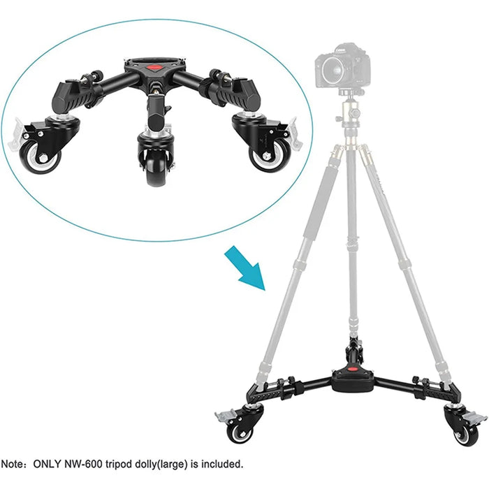 NEEWER NW-600 Large Size Photography Tripod Stretchable Pulley Stand Mute 3 Wheels Aluminum Alloy Pulley Base - 2