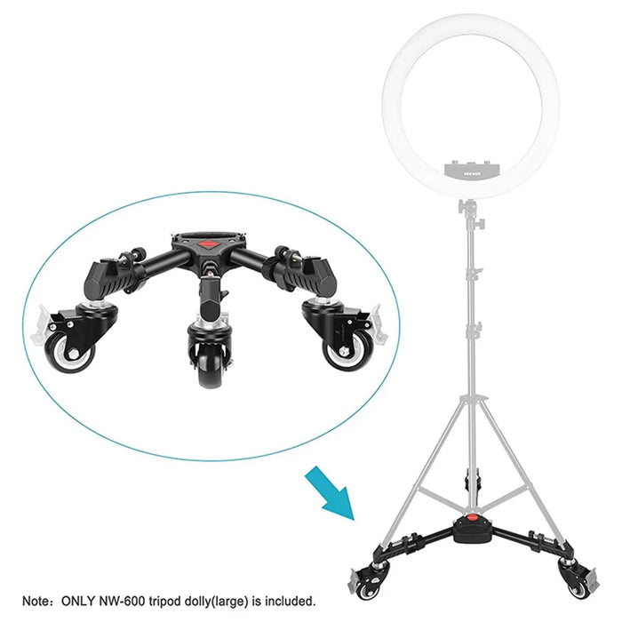 NEEWER NW-600 Large Size Photography Tripod Stretchable Pulley Stand Mute 3 Wheels Aluminum Alloy Pulley Base - 3