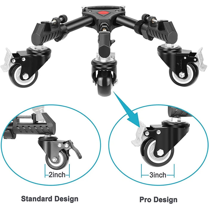 NEEWER NW-600 Large Size Photography Tripod Stretchable Pulley Stand Mute 3 Wheels Aluminum Alloy Pulley Base - 5