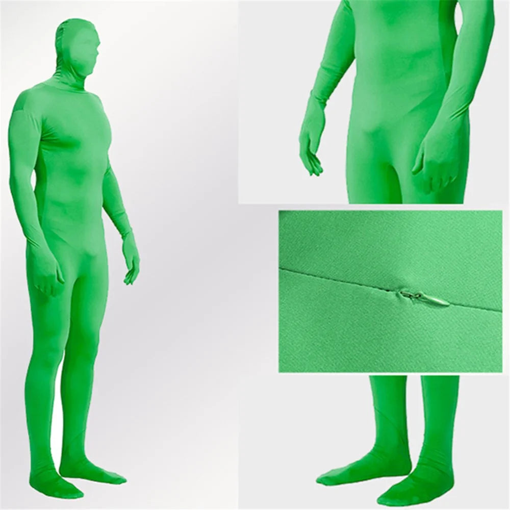LIGHTUPFOTO PSD2EA One-Piece Chromakey Body Suit Green Bodysuit Unisex Spandex Disappearing Man Costume - Green / 160cm - 2