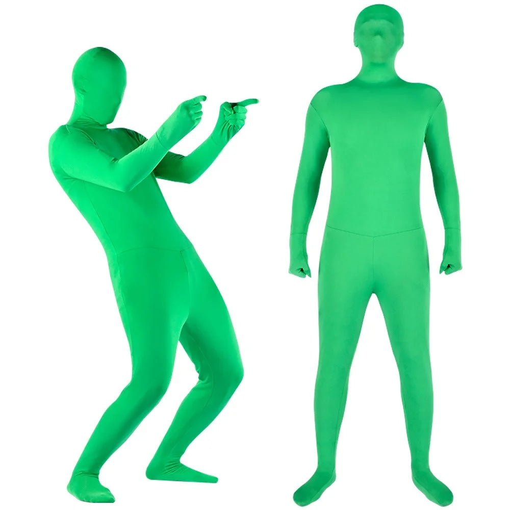 LIGHTUPFOTO PSD2EA One-Piece Chromakey Body Suit Green Bodysuit Unisex Spandex Disappearing Man Costume - Green / 160cm - 3