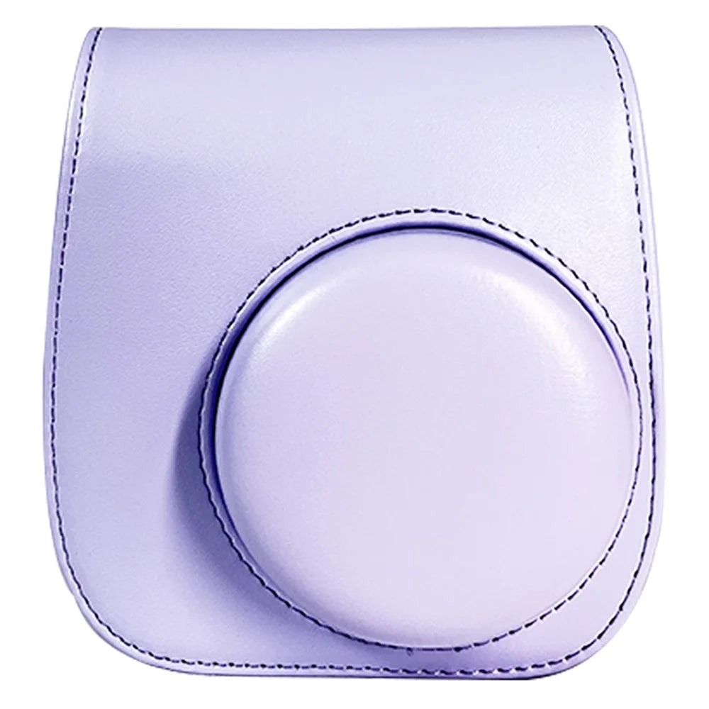 For Fujifilm Instax Mini 12  /  11  /  9  /  8 Carrying Case Shockproof PU Leather Cover Camera Shoulder Bag with Strap - Purple - 1