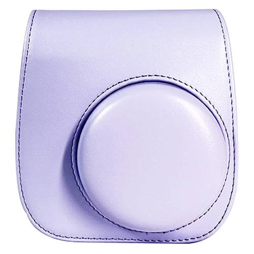 For Fujifilm Instax Mini 12  /  11  /  9  /  8 Carrying Case Shockproof PU Leather Cover Camera Shoulder Bag with Strap - Purple - 1