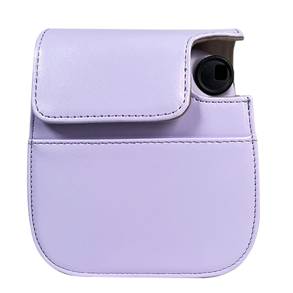 For Fujifilm Instax Mini 12  /  11  /  9  /  8 Carrying Case Shockproof PU Leather Cover Camera Shoulder Bag with Strap - Purple - 2
