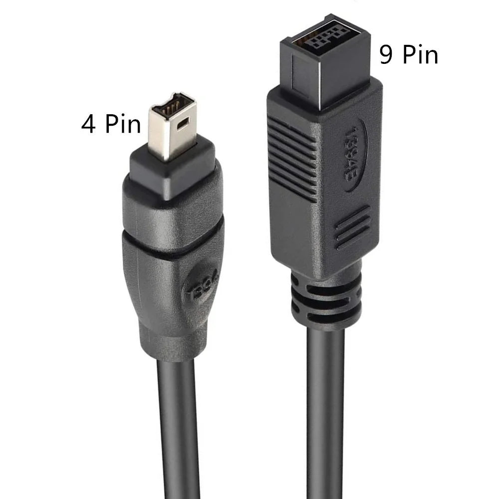 JUNSUNMAY 3m IEEE 1394 FireWire Cable 800 9Pin to 400 4Pin Data Transfer Adapter Cord - 3