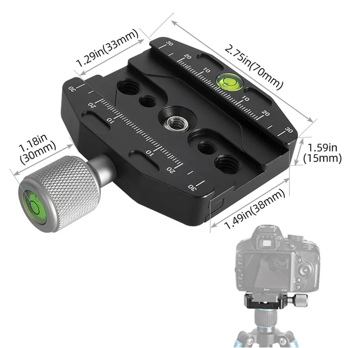 BEXIN QR-70N Aluminum Alloy SLR Camera Tripod Mounting Adapter Gimbal Quick Release Plate Base - 6