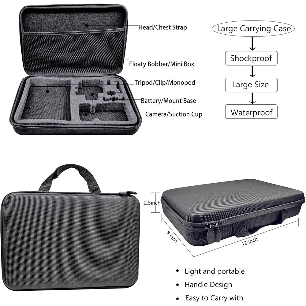 55-in-1 Action Camera Accessories Kit with Waterproof Housing Case, Selfie Stick, Tripod, Screen Protector for GoPro Hero 9 / 10 / 11 / 12 - 3