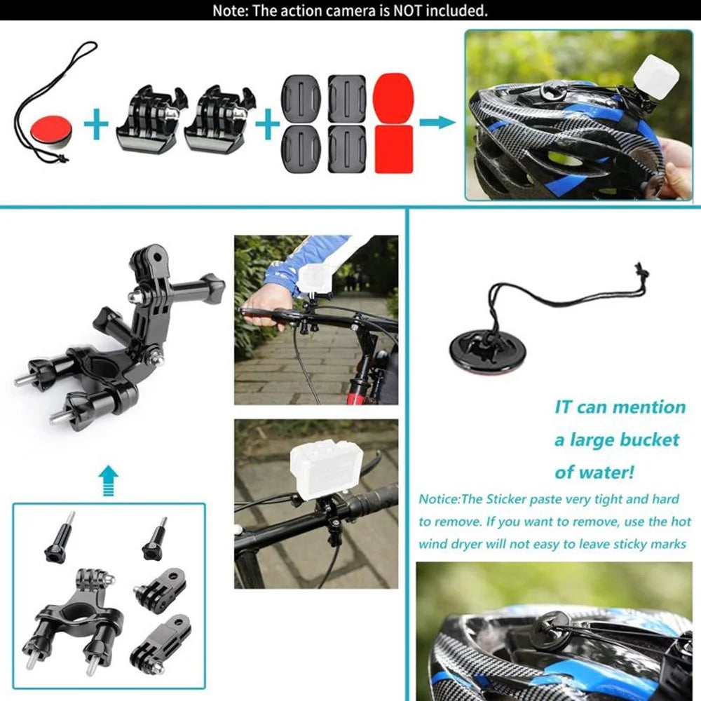 50-in-1 Accessories Kit with Camera Bag, Selfie Stick, Tripod, Strap for GoPro, DJI Osmo, Insta360, SJ, AKASO, XTU - 3