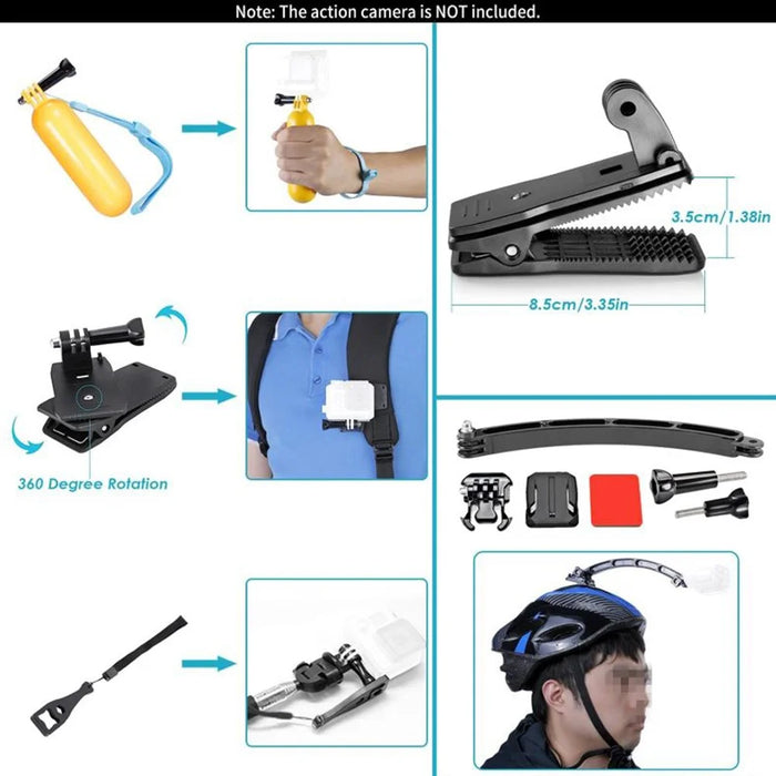 55-in-1 Accessories Kit with Straps, Selfie Stick, Tripod, Camera Bag for GoPro 13 12 11 10 9 8 7 6, DJI Osmo, SJCAM, AKASO - 3