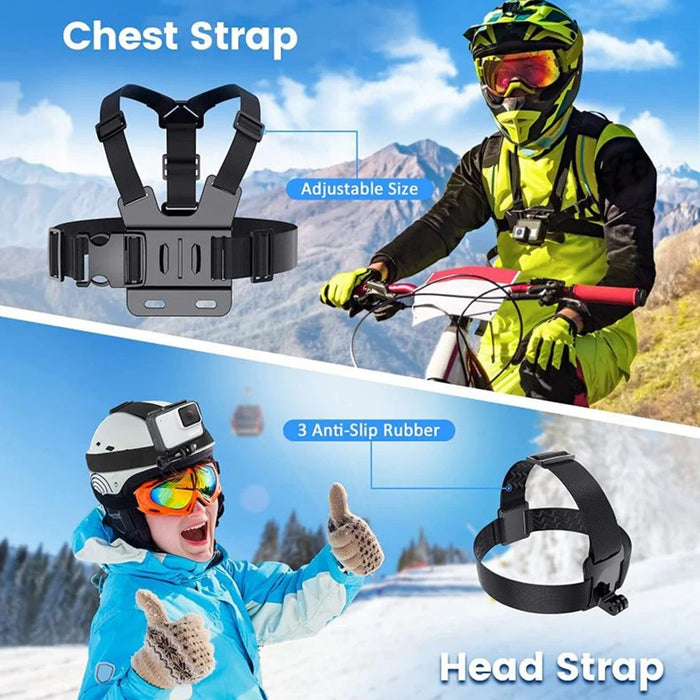 55-in-1 Accessories Kit with Straps, Selfie Stick, Tripod, Camera Bag for GoPro 13 12 11 10 9 8 7 6, DJI Osmo, SJCAM, AKASO - 4