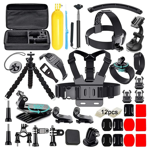 48-in-1 for GoPro Sports Camera Accessories Kit Outdoor Running Cycling Ski Chest Wrist Strap Headband Mount Parts Set - 1