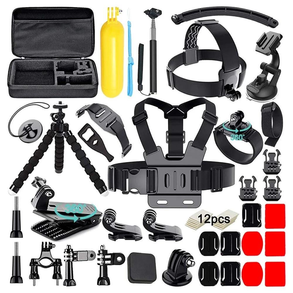 48-in-1 for GoPro Sports Camera Accessories Kit Outdoor Running Cycling Ski Chest Wrist Strap Headband Mount Parts Set - 1