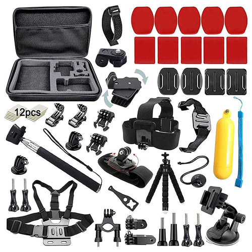 54-in-1 for GoPro Action Camera Accessories Running Cycling Ski Travel Chest Wrist Strap Tripod Mount Parts Set - 1