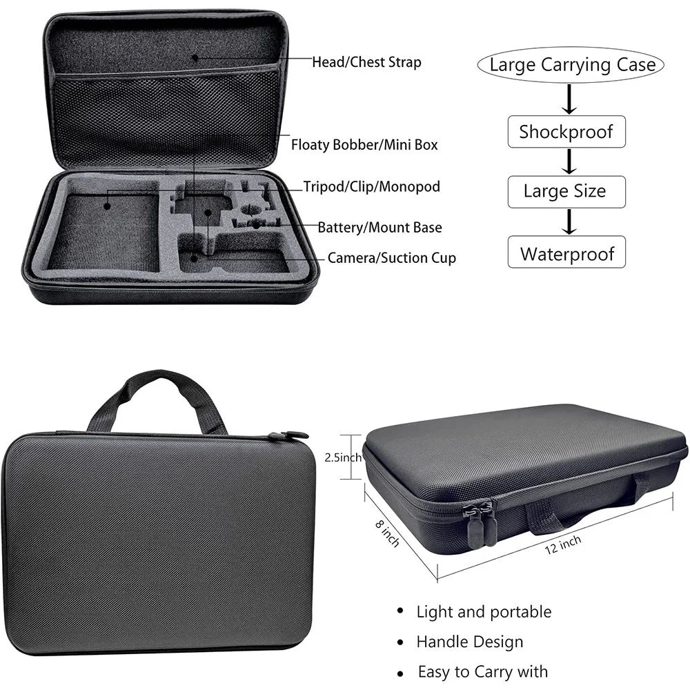 54-in-1 for GoPro Action Camera Accessories Running Cycling Ski Travel Chest Wrist Strap Tripod Mount Parts Set - 2