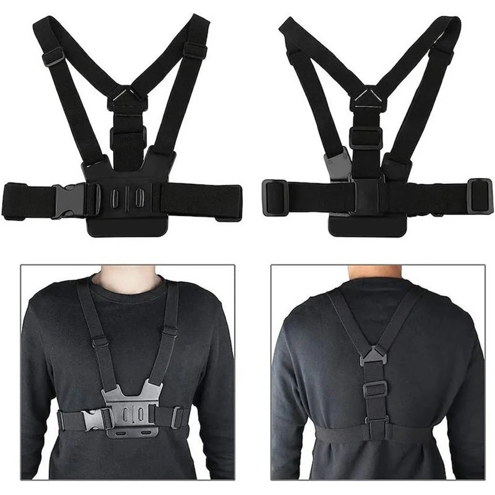 54-in-1 for GoPro Action Camera Accessories Running Cycling Ski Travel Chest Wrist Strap Tripod Mount Parts Set - 5