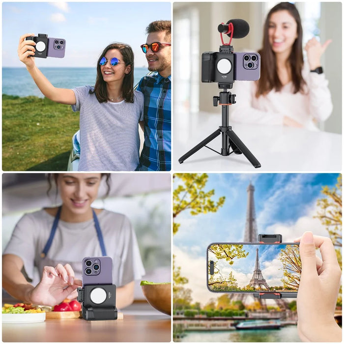 UURIG PH-14 Wireless Selfie Booster Handle Grip Phone Holder Stabilizer Built-in LED Fill Light for Video Photo Shooting - 6