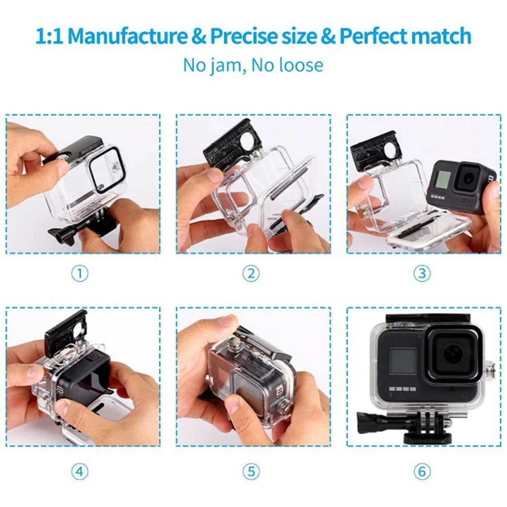 For GoPro Hero 9 / 10 / 11 / 12 / 13 Clear Design Waterproof Acrylic+Tempered glass Housing Case Camera Underwater Diving Cover - 3