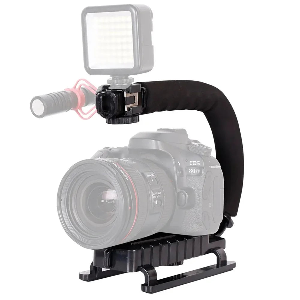 H002 Portable SLR Camera Shooting Sponge Handle ABS Stabilizer U-shape DV Stand Fill Light Mount Bracket - 2