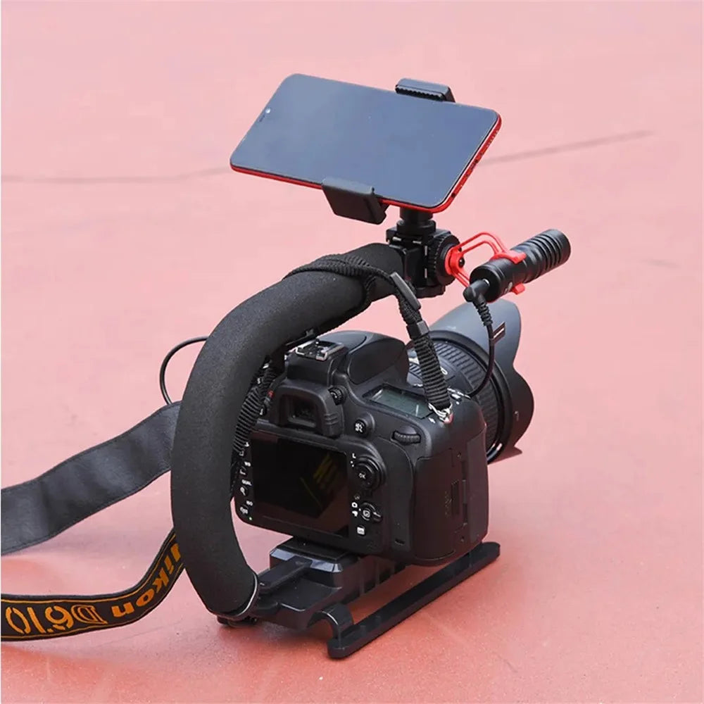 H002 Portable SLR Camera Shooting Sponge Handle ABS Stabilizer U-shape DV Stand Fill Light Mount Bracket - 3