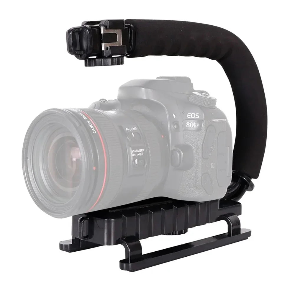 H002 Portable SLR Camera Shooting Sponge Handle ABS Stabilizer U-shape DV Stand Fill Light Mount Bracket - 4