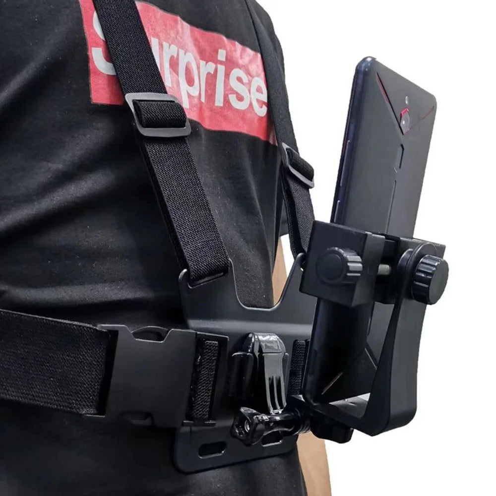 Chest Strap for GoPro Hero Action Camera 5-in-1 Chest Mount Harness Kit with Small Hole 1 / 4" Converter, J-hook Base, Phone Clip - 6