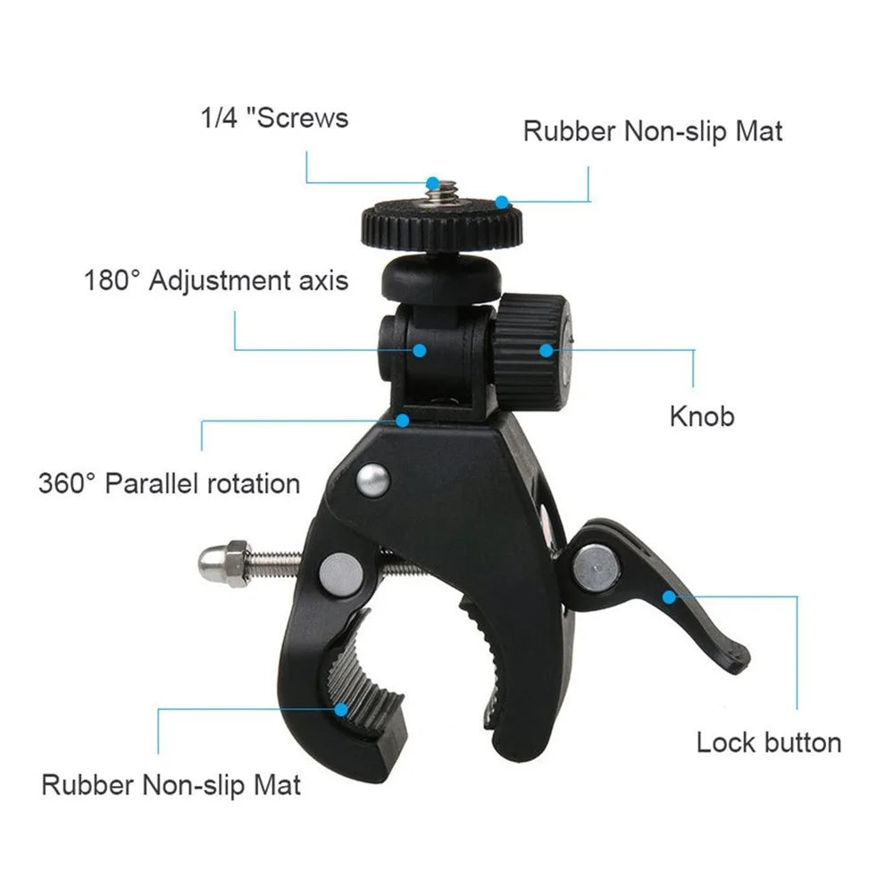 7035 Bike Bicycle Handlebar Mount Clamp 180 Degree Rotation Clip for GoPro Hero 10 9 8 7 6 5 4 3 Camera - 4