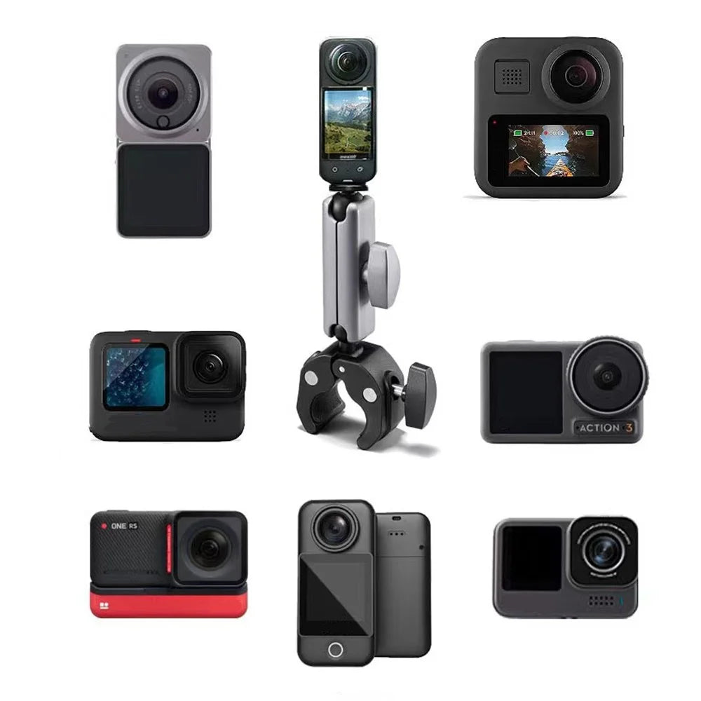 Motorcycle Handlebar Bike Mount Clamp Clip Aluminum Alloy Nylon Camera Holder for GoPro Hero 10 9 / Insta360  / - 5